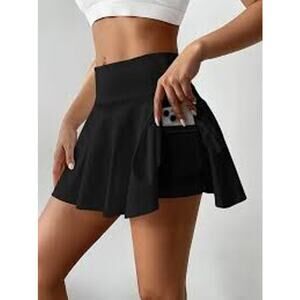 OQQ 2-n-1 Basic Flared Mini Skirt Black